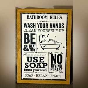 “Bathroom Rules” bath wall picture/ decor